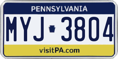 PA license plate MYJ3804