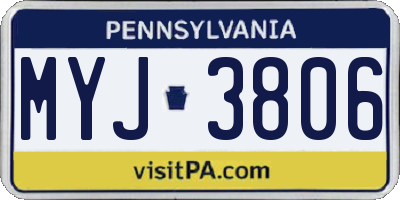 PA license plate MYJ3806
