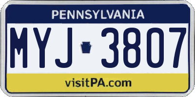 PA license plate MYJ3807