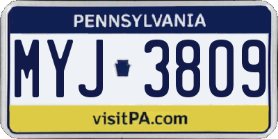 PA license plate MYJ3809