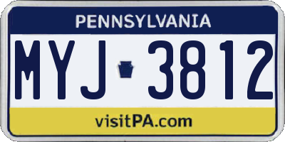 PA license plate MYJ3812