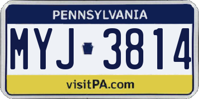 PA license plate MYJ3814