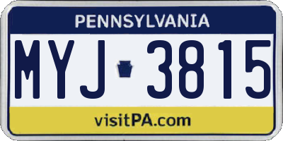 PA license plate MYJ3815