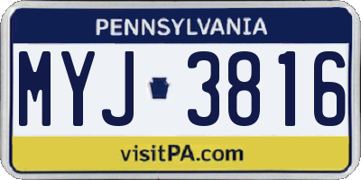 PA license plate MYJ3816