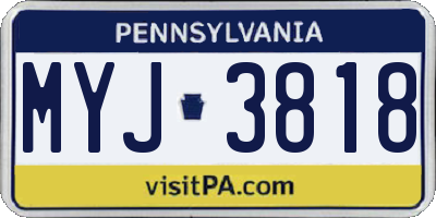 PA license plate MYJ3818