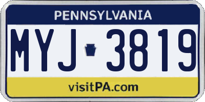 PA license plate MYJ3819