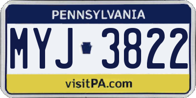 PA license plate MYJ3822