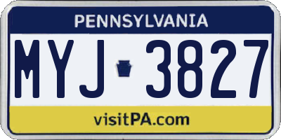PA license plate MYJ3827