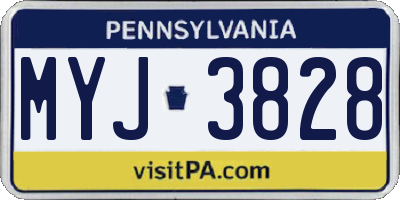 PA license plate MYJ3828