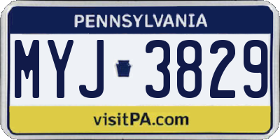 PA license plate MYJ3829