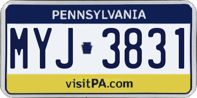 PA license plate MYJ3831