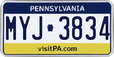 PA license plate MYJ3834