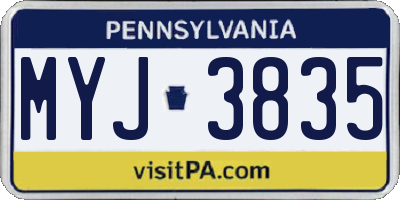 PA license plate MYJ3835