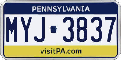 PA license plate MYJ3837