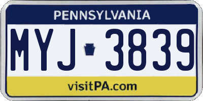 PA license plate MYJ3839