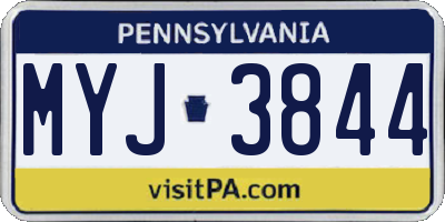 PA license plate MYJ3844