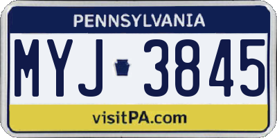 PA license plate MYJ3845