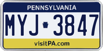 PA license plate MYJ3847