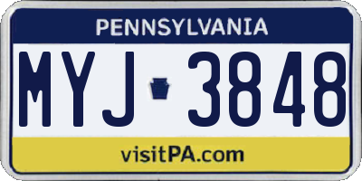 PA license plate MYJ3848