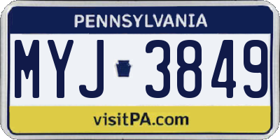 PA license plate MYJ3849
