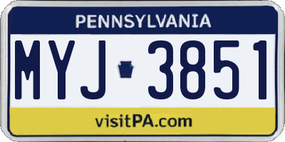 PA license plate MYJ3851