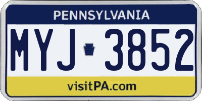PA license plate MYJ3852