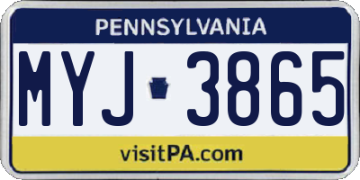 PA license plate MYJ3865