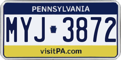 PA license plate MYJ3872