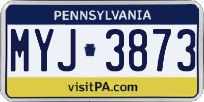 PA license plate MYJ3873