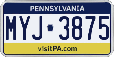 PA license plate MYJ3875