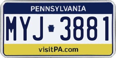 PA license plate MYJ3881