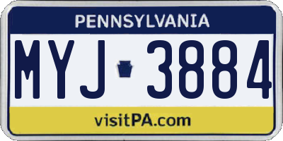 PA license plate MYJ3884