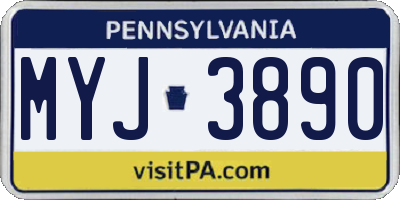 PA license plate MYJ3890