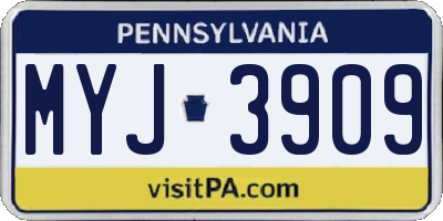 PA license plate MYJ3909