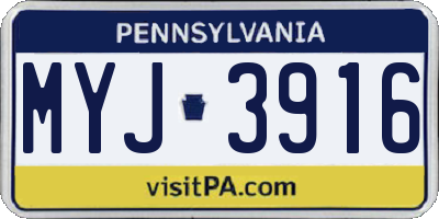 PA license plate MYJ3916