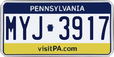PA license plate MYJ3917