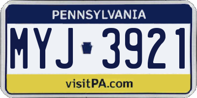 PA license plate MYJ3921