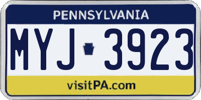 PA license plate MYJ3923