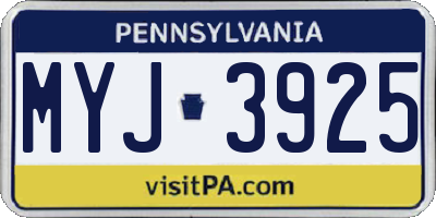 PA license plate MYJ3925