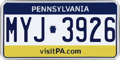 PA license plate MYJ3926