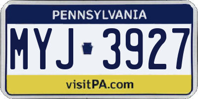 PA license plate MYJ3927