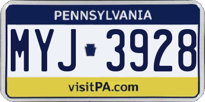 PA license plate MYJ3928