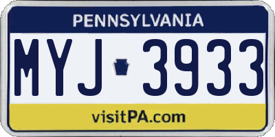 PA license plate MYJ3933