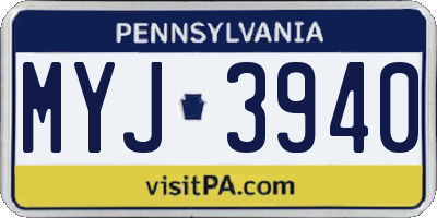 PA license plate MYJ3940
