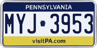 PA license plate MYJ3953