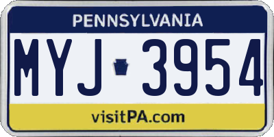 PA license plate MYJ3954