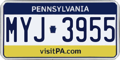 PA license plate MYJ3955
