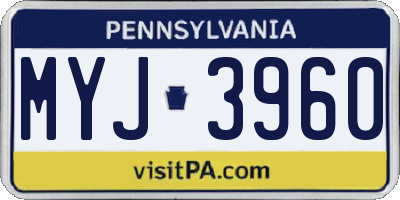 PA license plate MYJ3960