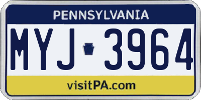 PA license plate MYJ3964