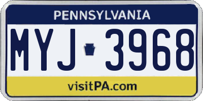 PA license plate MYJ3968
